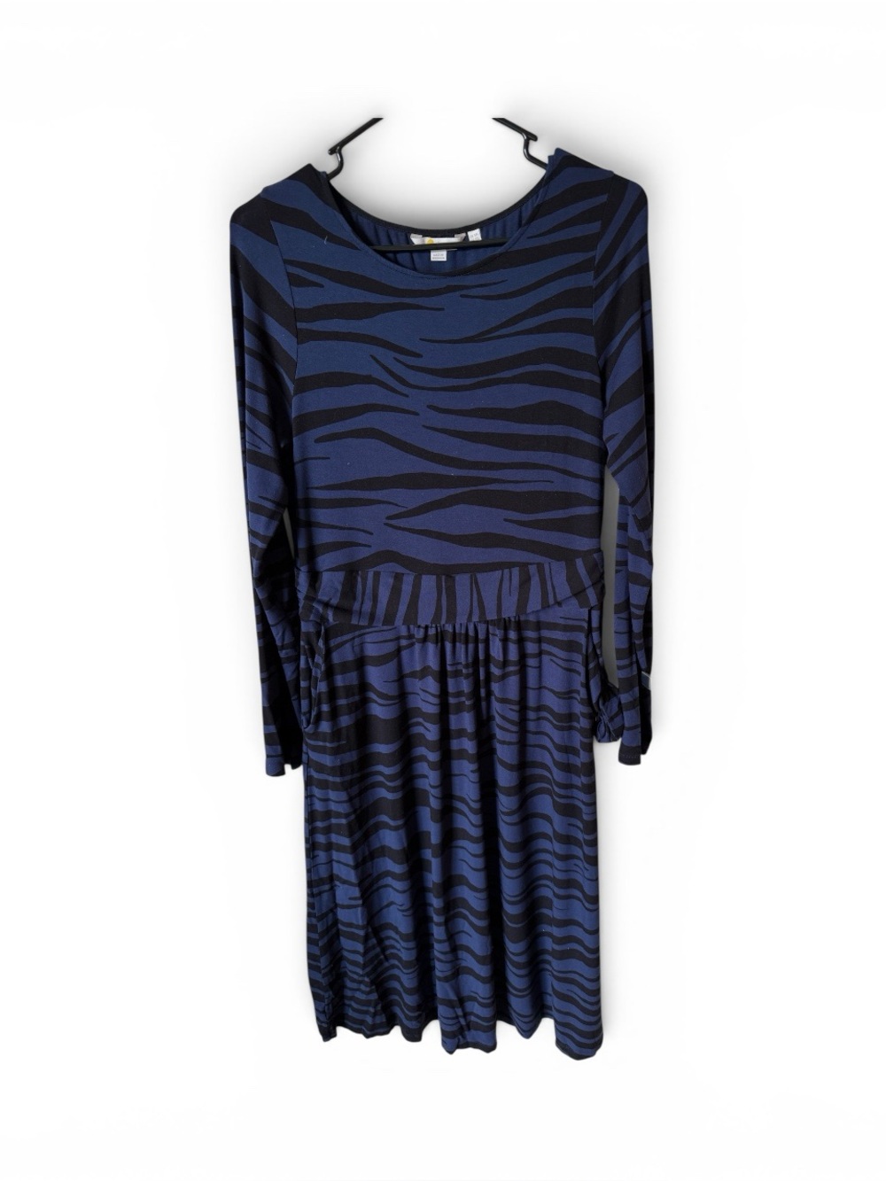 Boden Navy Blue & Black Zebra Print Long Sleeve Jersey Dress – US 10L / UK 14 - Picture 7 of 7